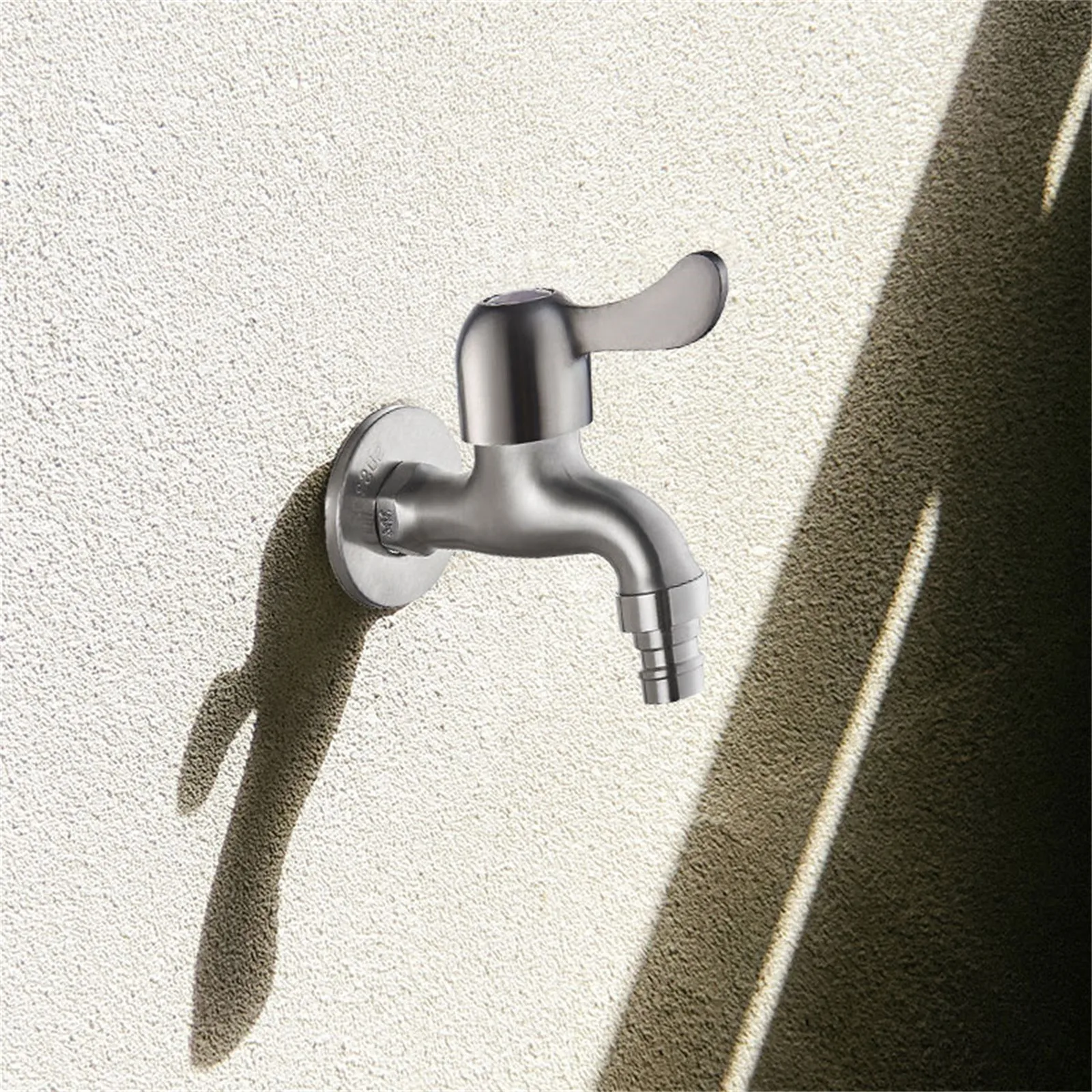 

1pc Household Brushed Stainless Steel Faucet Wall-mounted Washing Machine Special Faucet Stainless Steel Swivel Pipe Faucet#H
