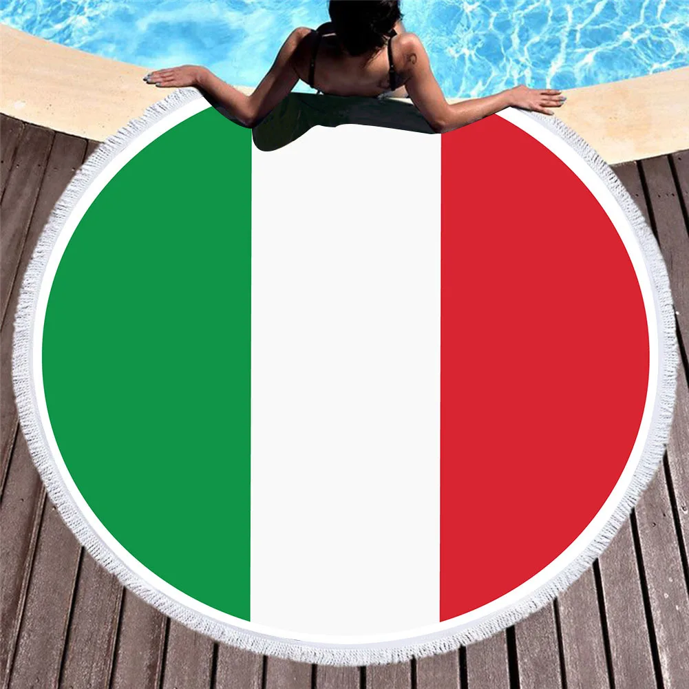 Круглое пляжное полотенце с флагом Европы и США одеяло для пикника в Испании