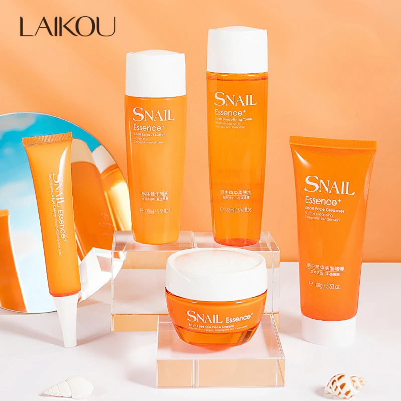 LAIKOU 5 шт./лот набор для ухода за кожей улитки очищающее средство лица + увлажняющий