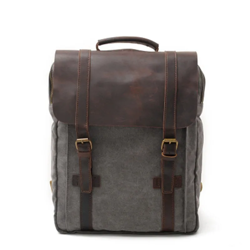 

Vintage Fashion Backpack Leather military Canvas backpack Men backpack women school backpack