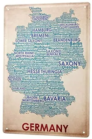 

Tin Sign Home Decor Plaques World Trip Map of Germay Decorative Wall Plate