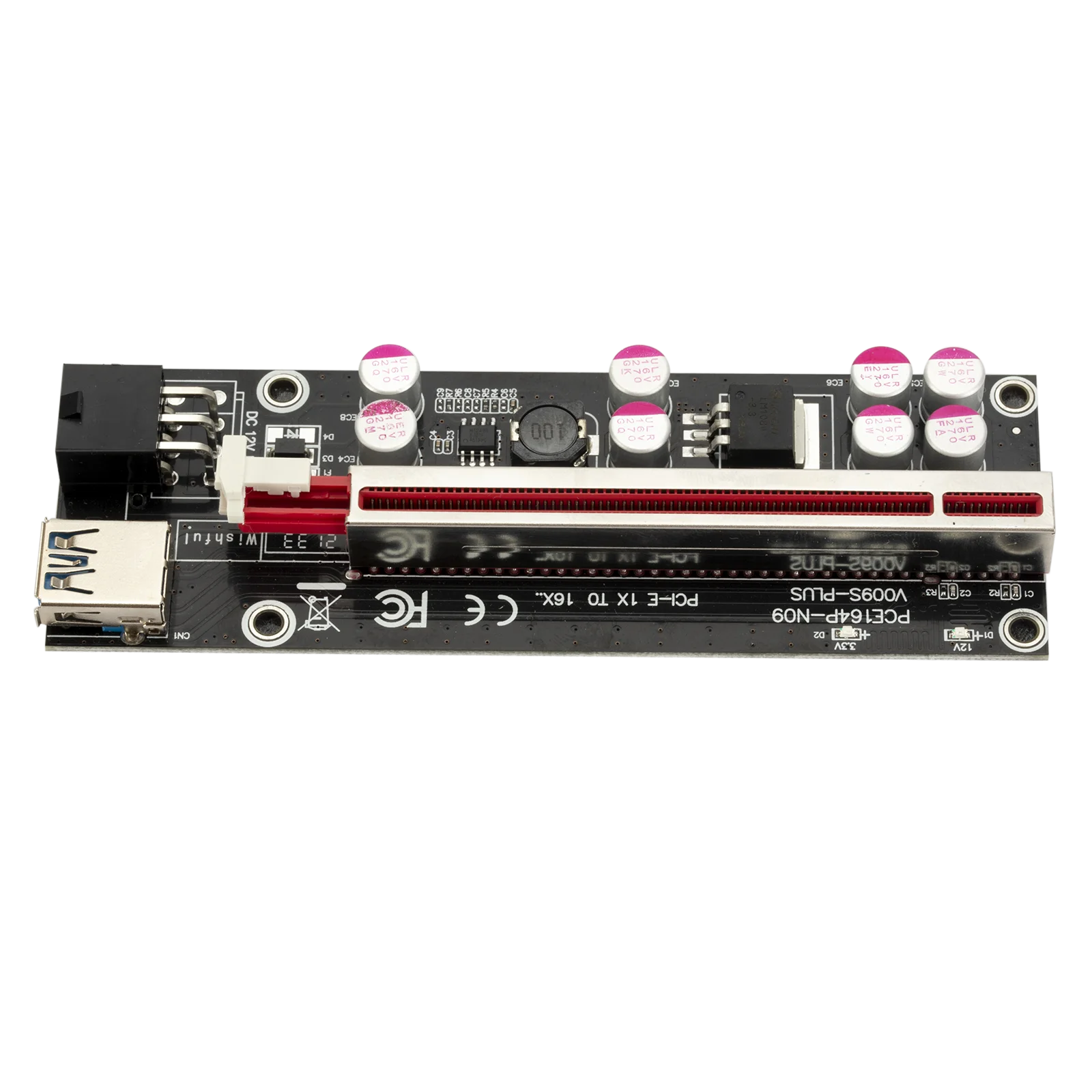 PCI-E Pcie Riser 009S PLUS Profesional Express 1X 4x 8x 16x расширитель PCI E USB 009 GPU 6Pin карта SATA 15pin для BTC Miner |