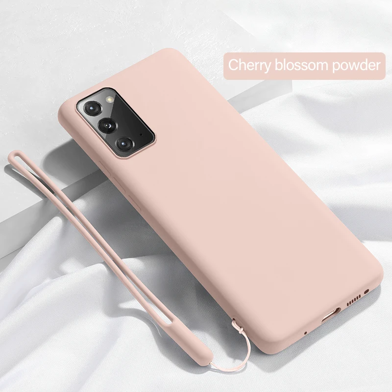 Ультратонкий милый чехол из жидкого силикона с ремешком для Samsung Galaxy S21 S20 FE S10 E S9
