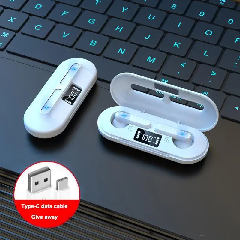 

New Wireless Bluetooth Headset Sports Gaming Semi In Ear Noise Reduction Digital Display Touch Stereo Earplugs
