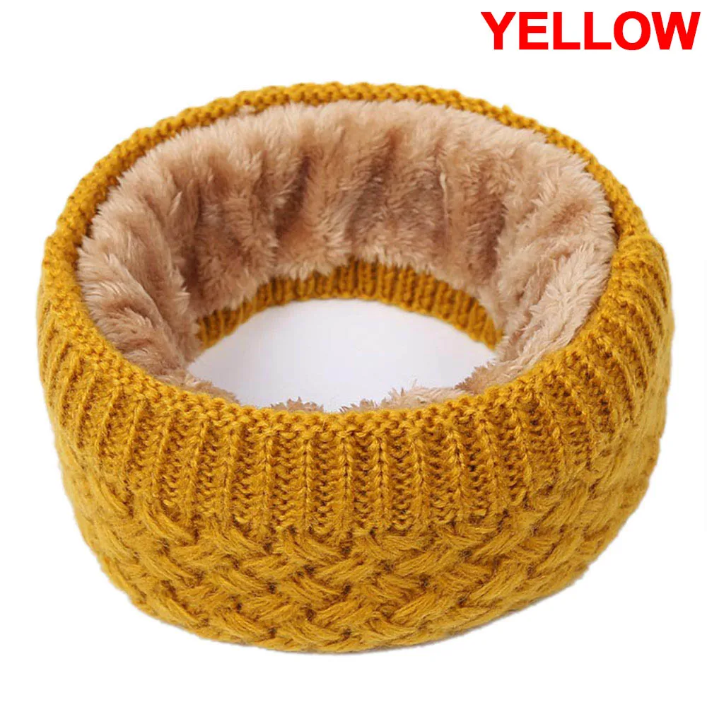 yellow Scarf Зимний теплый матовый вязаный шейный шарф-петля, уплотненная теплая круглая обертка, шарф-хомут с петлей, женский шарф для катания на лыжах и альпинизма - Цвет: yellow Scarf