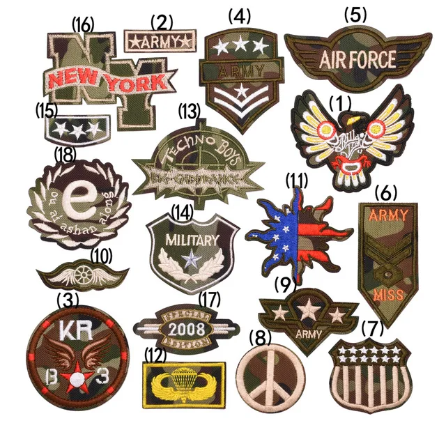 Нашивки с вышивкой в стиле милитари аппликация для одежды сделай сам армейские