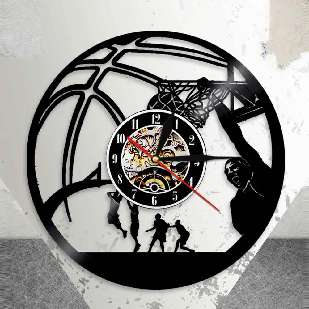 Баскетбольный плеер Slam Dunk настенные часы с виниловой пластиной для одной руки