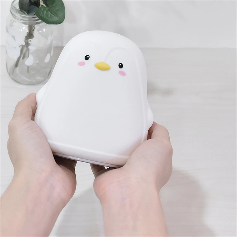 Прекрасные Силиконовые Пингвин светодиодный ночной Светильник Цвет Пеленальный