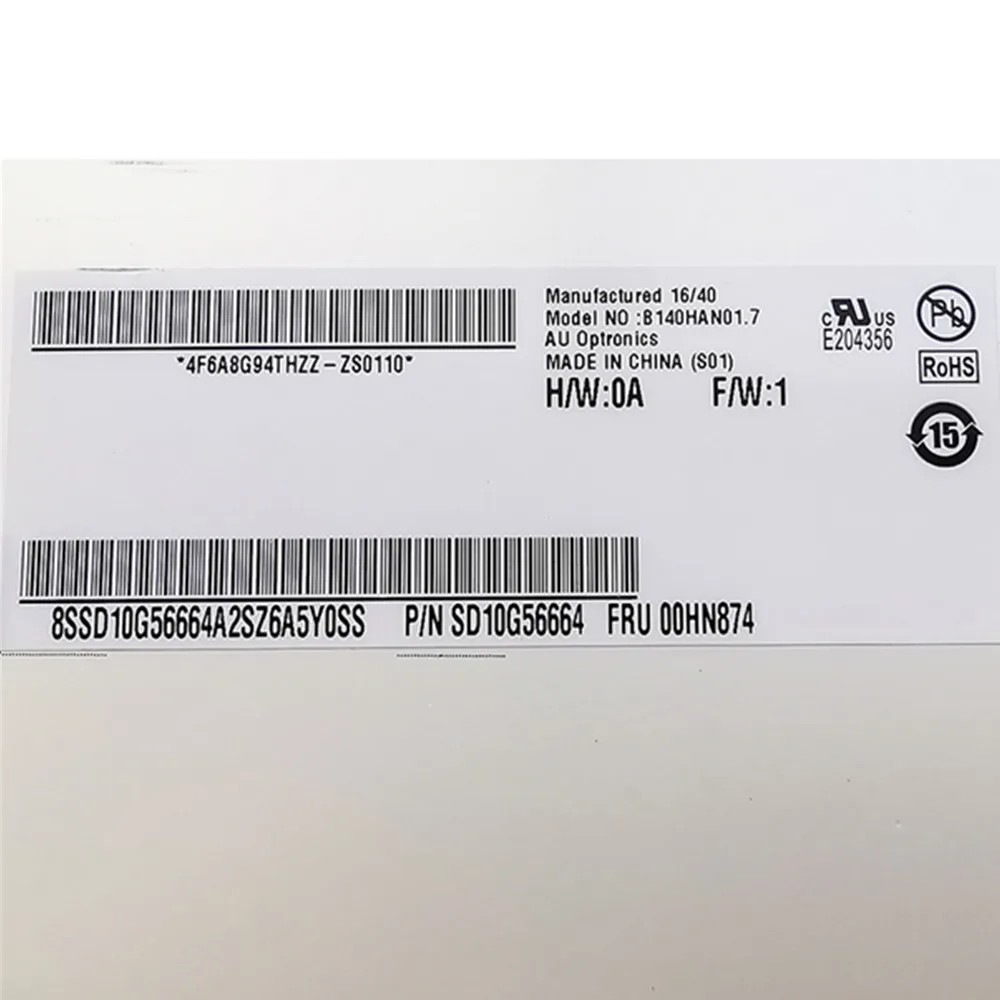 Для Lenovo ThinkPad X1 Carbon B140HAN01.7 LP140WF6 SPH1 FRU 00HN874 00HN873 72% NTSC панель дисплея Non Touch|ЖК-экран для