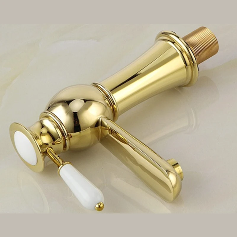 Новинка роскошный золотой смеситель для раковины в ванной комнате латунный