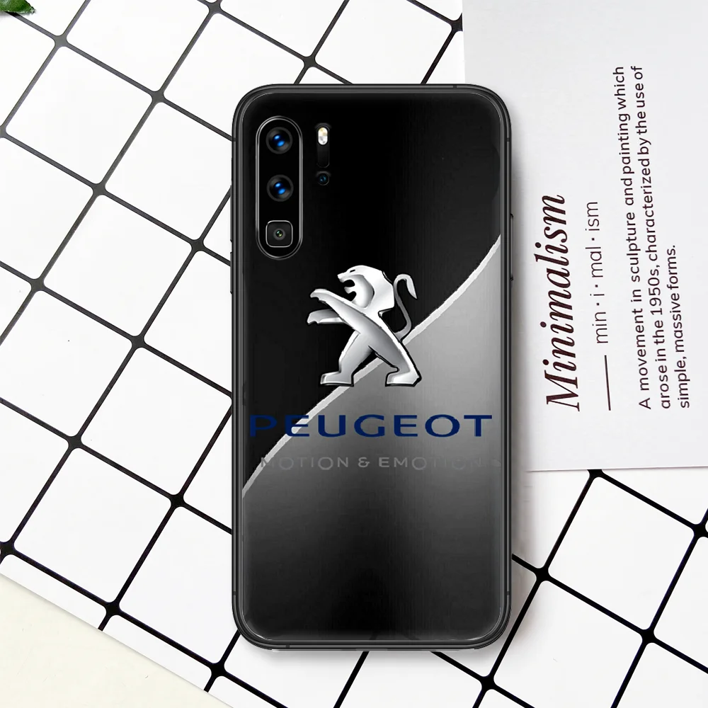

Luxury Sport Car Trend Peugeots Phone Case Cover For Huawei P Mate Smart 10 20 30 40 Lite Z 2019 Pro Black black Cover Soft
