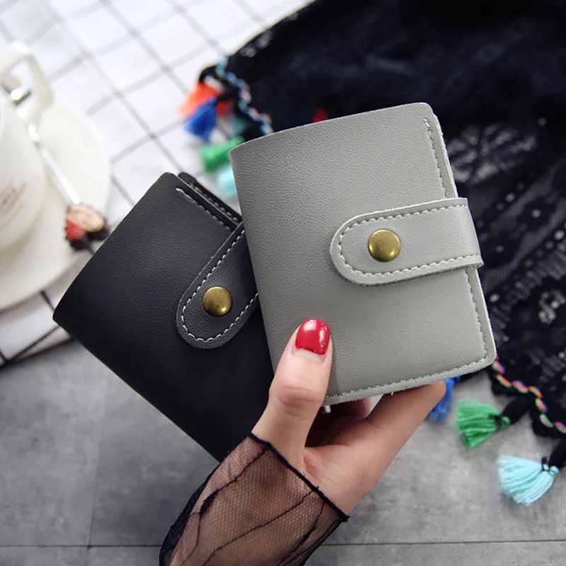 

Retro Two Fold Sewing Thread Small Portable Wallet Women's Ladies High Quality British Style Ladies Students Simple Trend