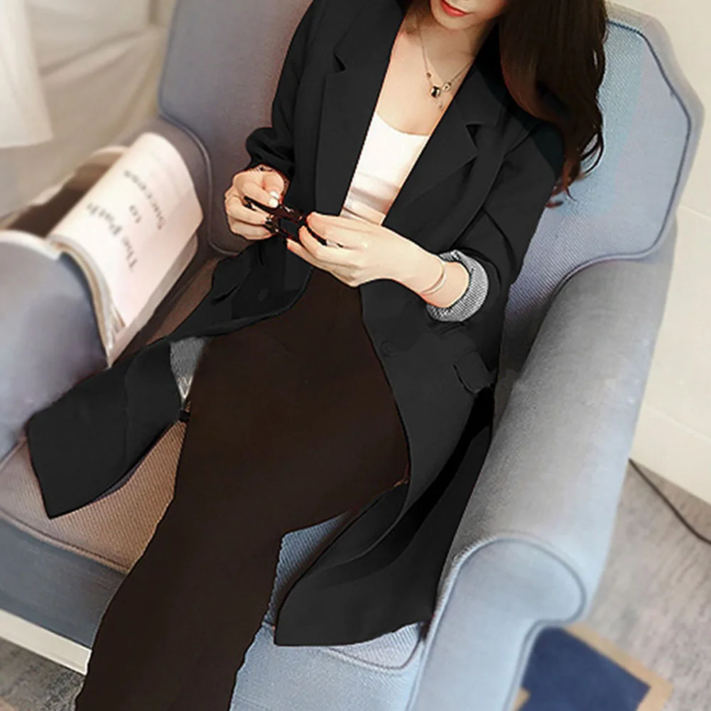 Весенне осенний однотонный Повседневный Блейзер Женский офисный приталенный