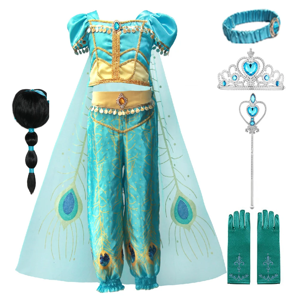 Костюм для косплея жасмин девочек детская юбка принцессы костюмы Аладина