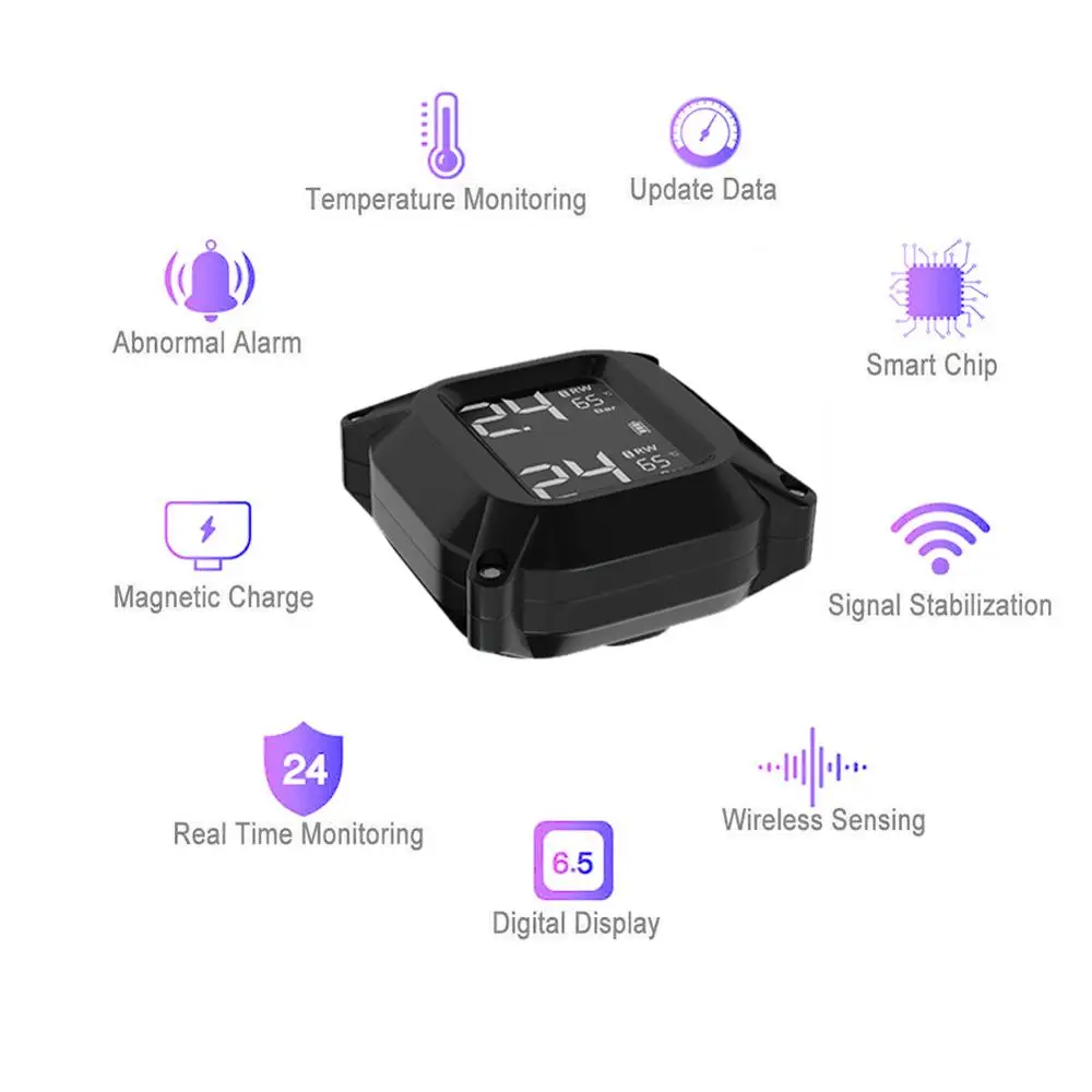 

Waterproof Wireless Motorcycle TPMS Tire Pressure Monitoring System Digital LCD Display External/Internal Sensors