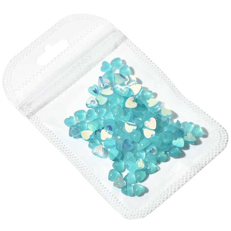 100 шт 3D в форме сердца кошачий глаз камень наклейка для ногтей 8 мм цветной дизайн