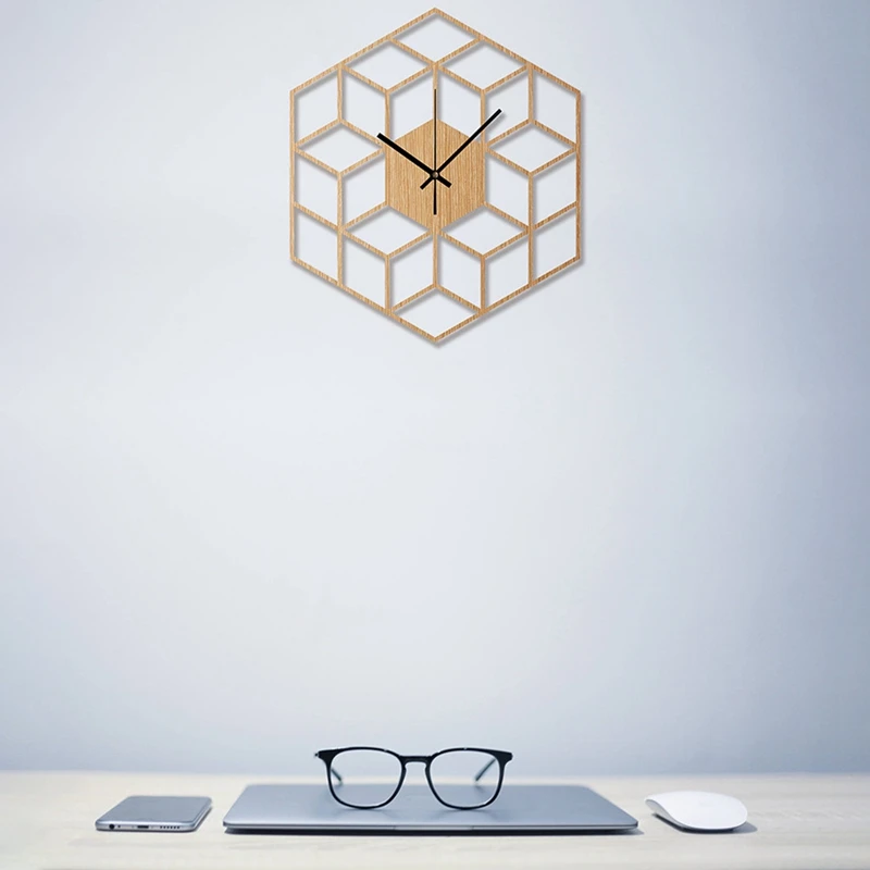 Настенные часы из дерева шестиугольные европейские минималистичные