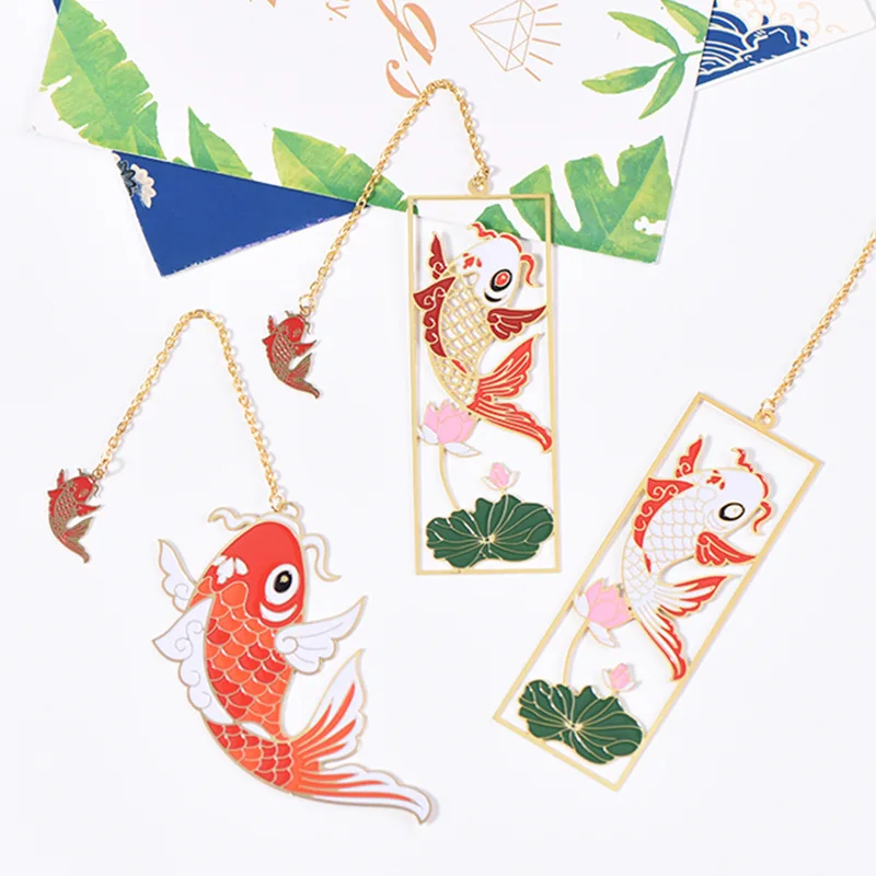 

Color Metal Bookmark Chinese Style fish Tassel Retro Book Mark for Teachers Gift Student Supplies Gift Office School Stationery