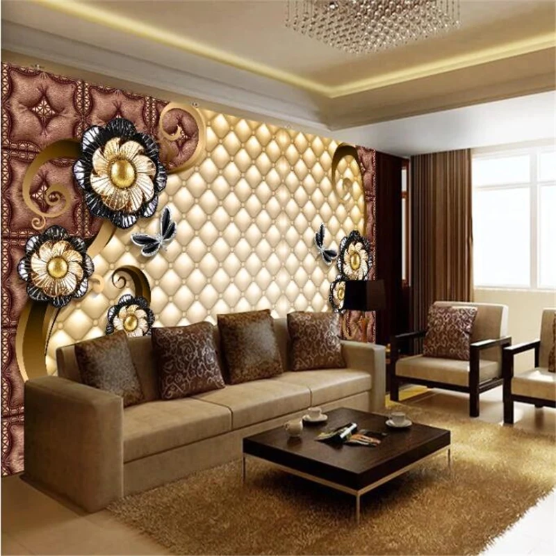 Обои на заказ 3d Роскошные черные Далия мягкая сумка стена фон с ювелирными