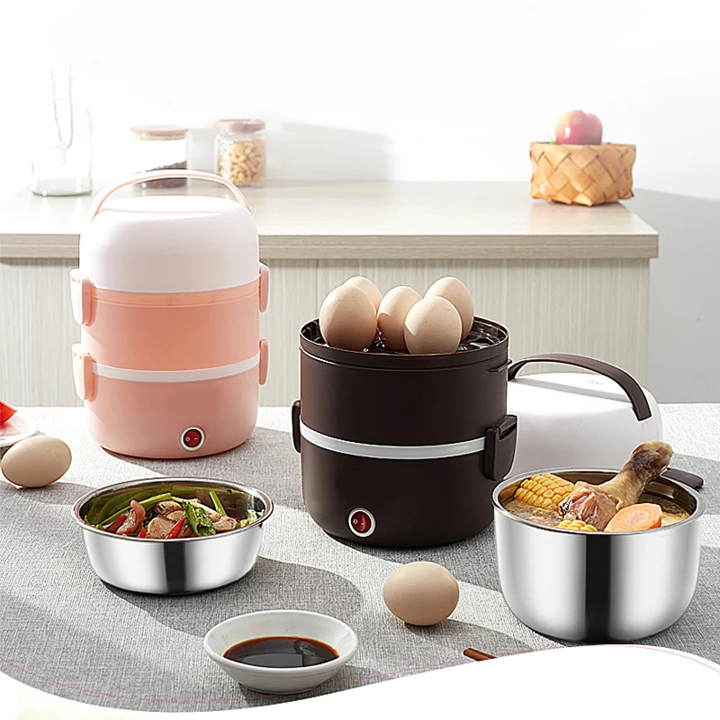 220 В электрическое отопление Коробки для обедов Нержавеющая сталь 2L большой