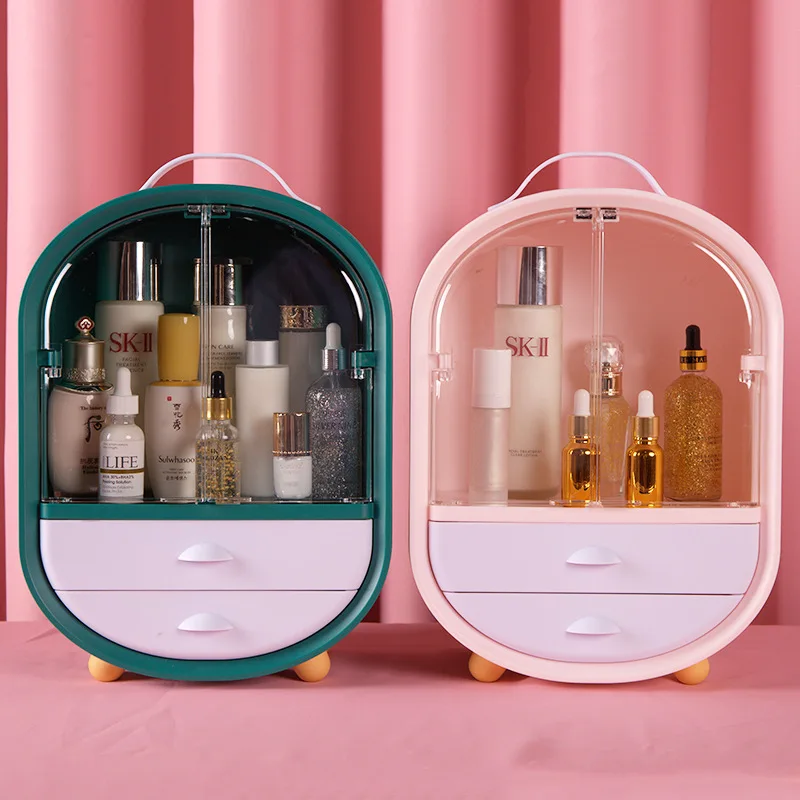 

Transparent Portable Cosmetic Storage Box Large Skin Care Finishing Cosmetic Box Dustproof Cosmetic Desktop Storage Box