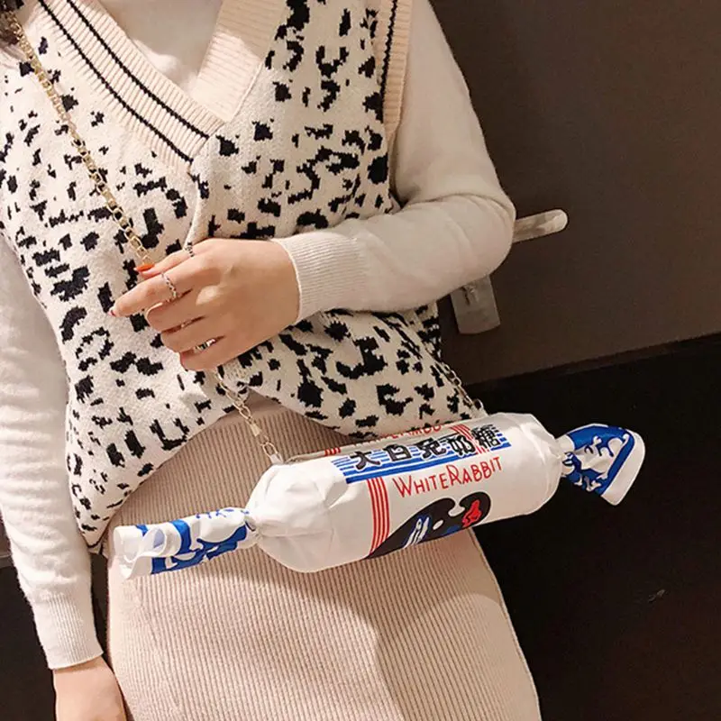 

New Fashion Girl Canvas Cartoon White Rabbit Creamy Candy Handbag Women's Funny Messenger Bag K5DA