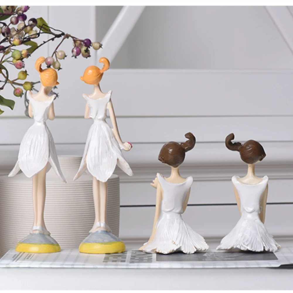 

2Pcs/set Resin Angel Figurines Beautiful Girl Craft Fairy Figurines Gift Wedding Party Ornaments Living Room Decor Figurines