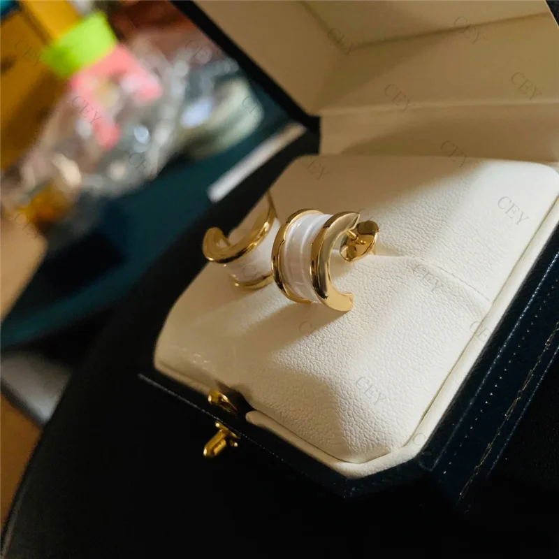 

S925 sterling silver famous brand luxury earrings spiral black and white ceramic sterling silver jewelry with logo holiday gift