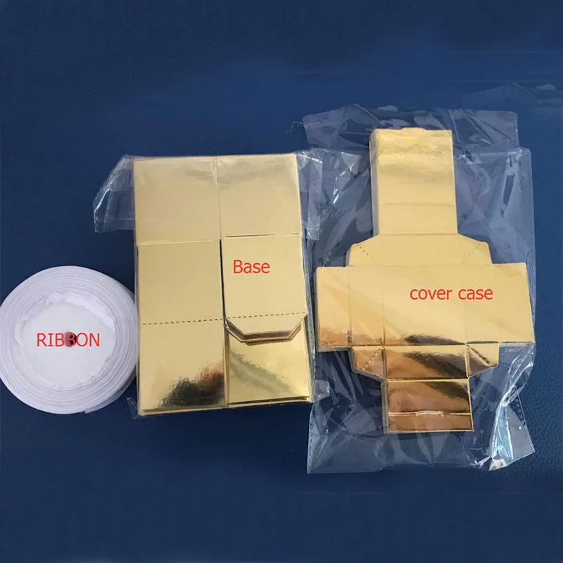 Georgeous Gold Color Wedding Favor Box With white ribbon 100PCS/LOT party gift favour candy box | Дом и сад