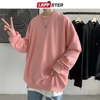 lappster men solid fleece harajuku hoodies 2021 mens colorful vintage streetwear sweatshirts male korean fahsion black hoodies
