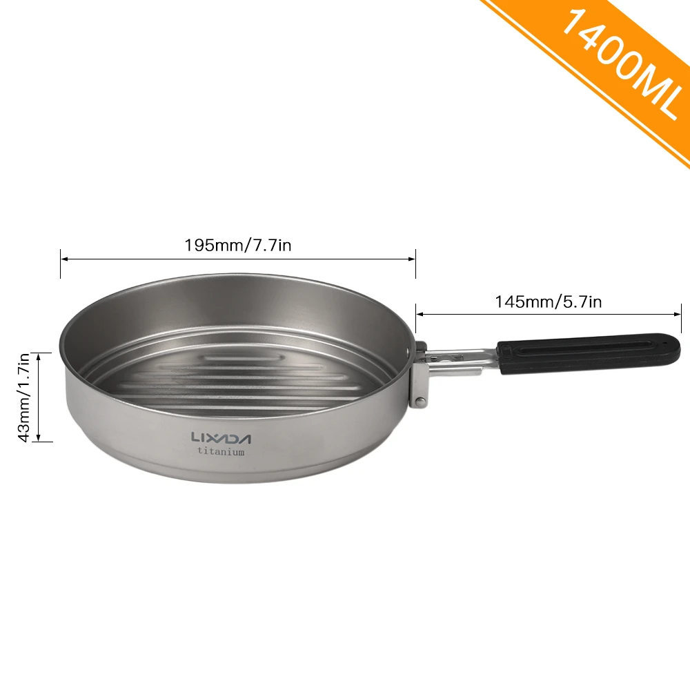Сковорода Lixada из титана 1400 мл сверхлегкая сковорода гриль со складной ручкой для