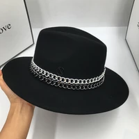 fedoras new winter hat fashion chain of england wool hat wide brim hats for men and women banama hat