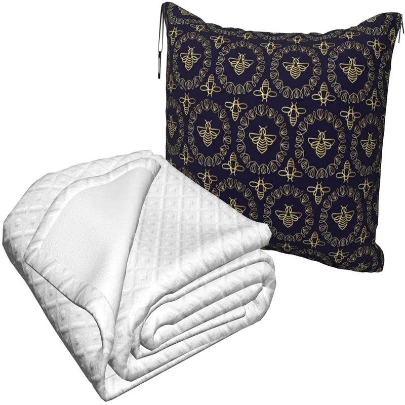 barato Retro Abelha Viagem Travesseiro Cobertor Dois-em-um Mochila Cinta E Compacto Avião Saco Cintura Suporte 60x43 Polegadas