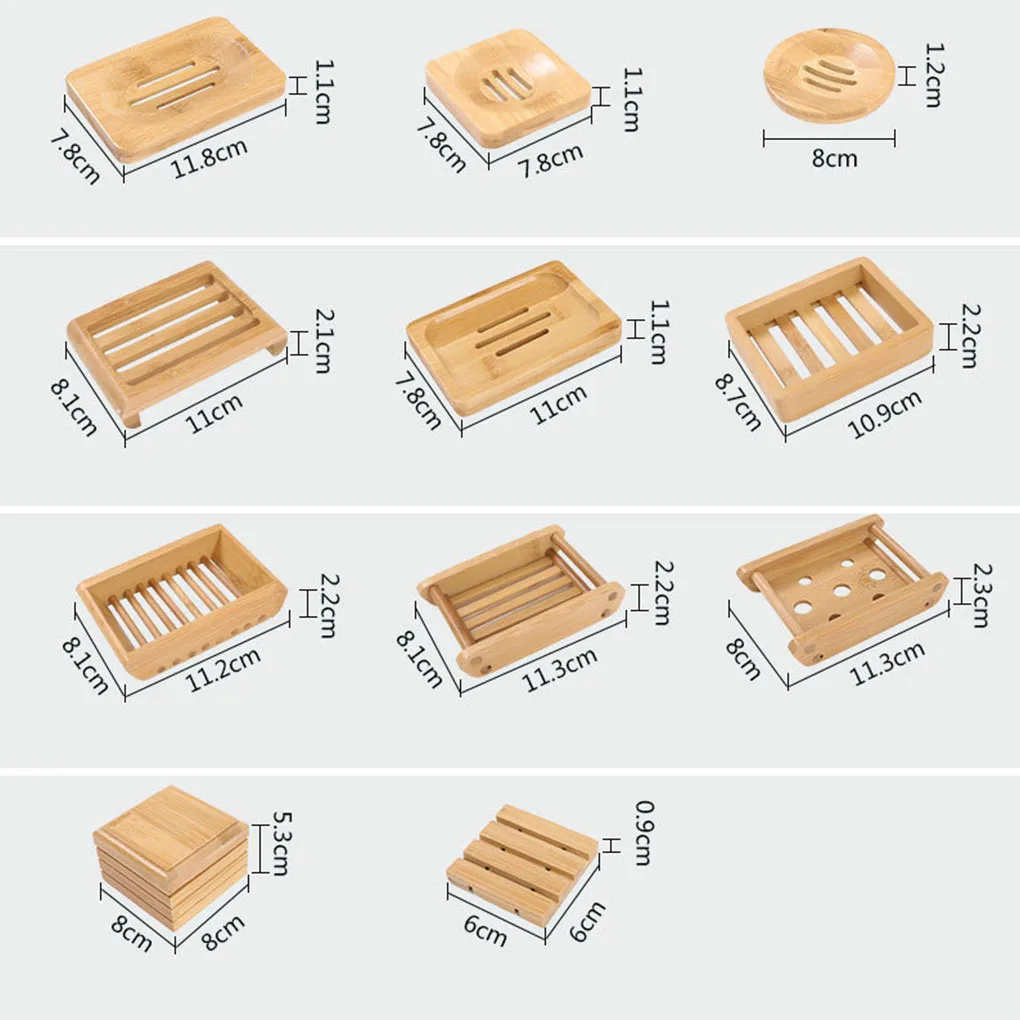 

HOT Wooden Natural Bamboo Soap Dishes Tray Holder Storage Soap Rack Plate Box Container Portable Bathroom Soap Dish Storage Box