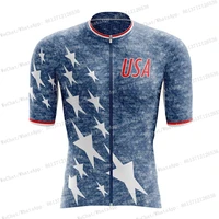 usa cycling jersey mens short sleeve road bike shirts pro team bicycle racing suits summer quick dry retro cycling tops maillot