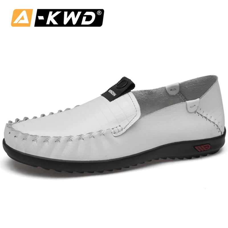 

2020 Men Genuine Leather Casual Shoes Loafers Men Breathable Soft Fashion Men's Flats Driving Shoes mocassin homme Big Size 48