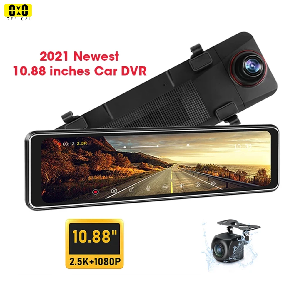

2.5K Mirror Dash Cam Newest Car Video Recorder Rear 1080P Cam 10.88 Inch CAR DVR with Rearview Cam Auto Black Box