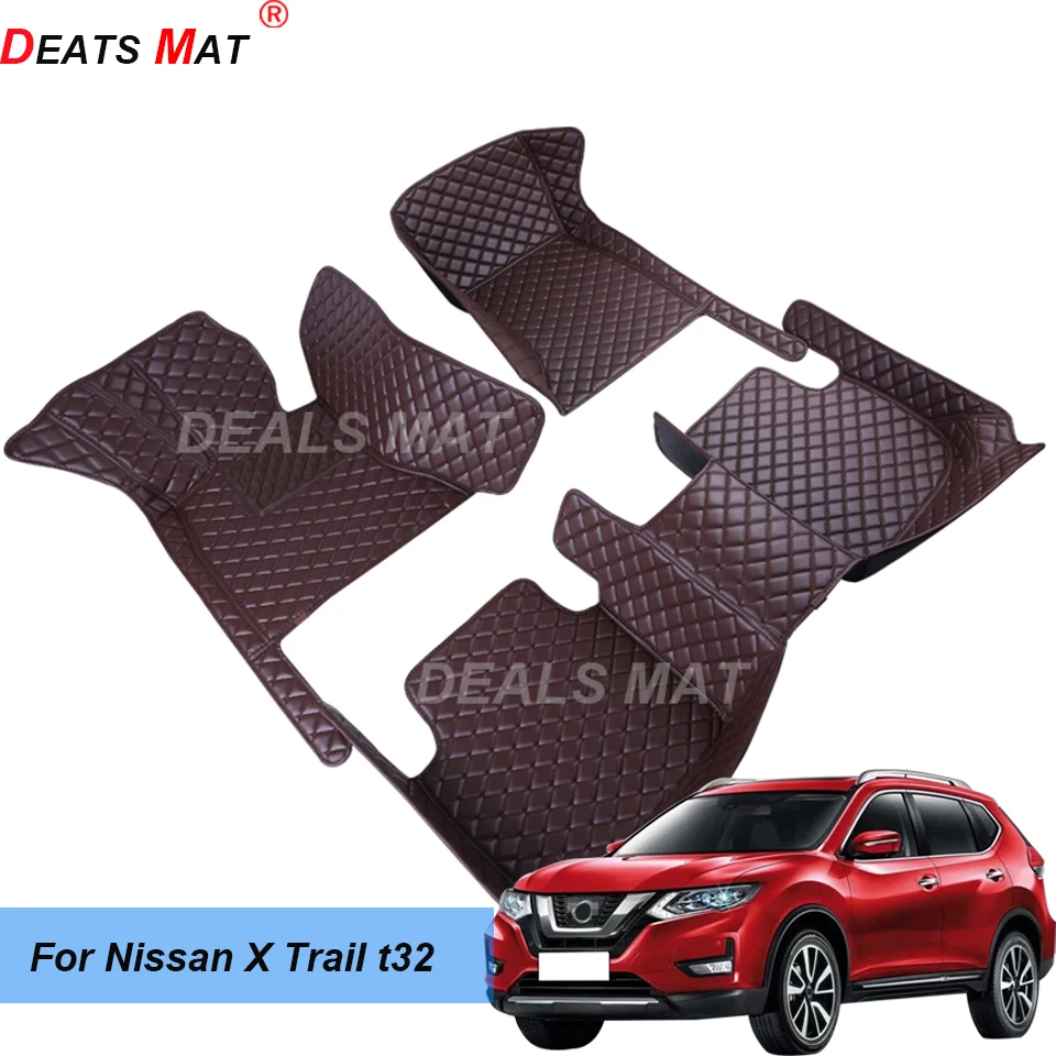 

100% кожаные автомобильные коврики с карманами, напольные коврики для Nissan X Trail t32 2014 2015 2016 2017 2018 2019, аксессуары