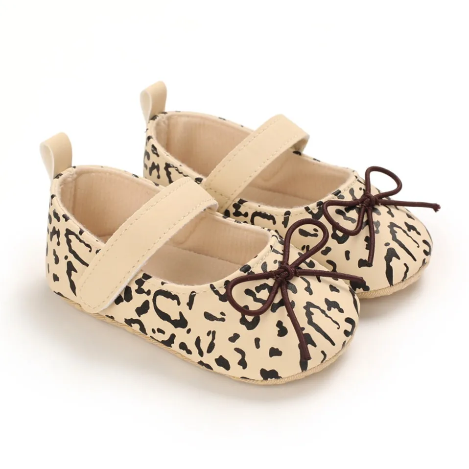 Zapatos de leopardo para ni&ntilde;as reci&eacute;n nacidas, zapatos de princesa antideslizantes de fondo suave, informales, nuevos-1