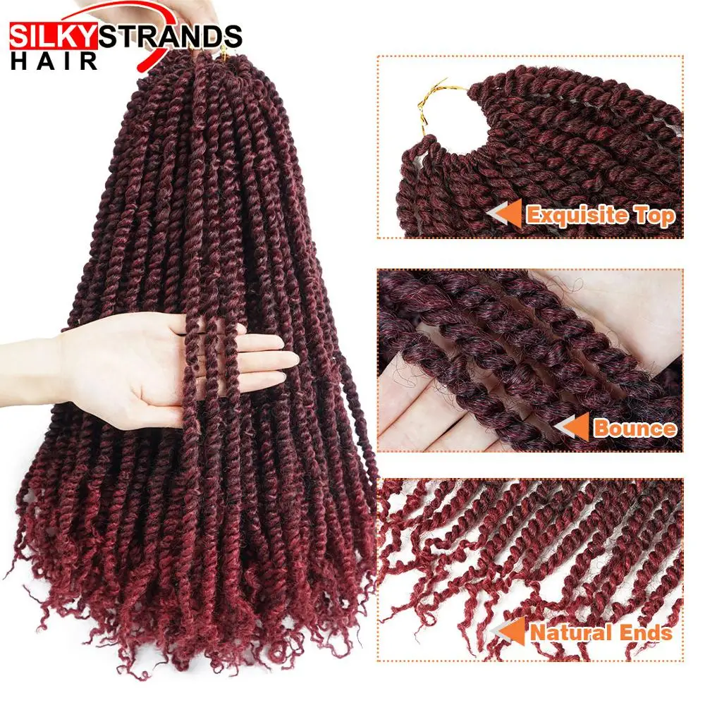 

Pre looped Fluffy Twists Braiding Hair Bulk Pre Twisted Passion Twist Hair Bomb Crochet Hair Synthetic Ombre Crochet Braids