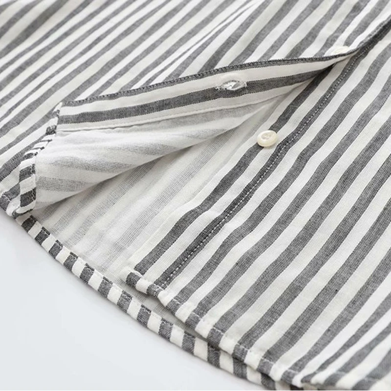 

GOPLUS Blouses Stripe Plaid Tops Women 2021 Short Sleeve Double Cotton Yarn White Shirts Blusas Y Camisas Chemise Femme C11581