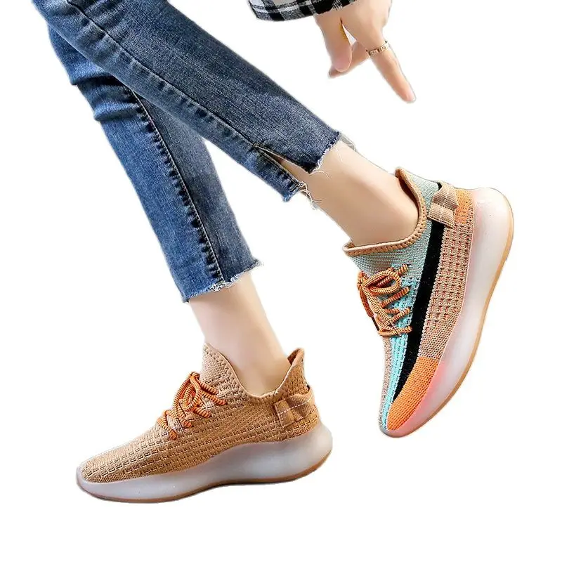 

2021 Spring New Style Korean-style Versatile Students Fly Woven Athletic Shoes Women's Cross Border Coconut Shoes Women's
