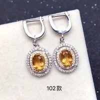 classic silver citrine drop earrings for office woman 5mm7mm vvs grade natural citrine eardrop woman brithday gift