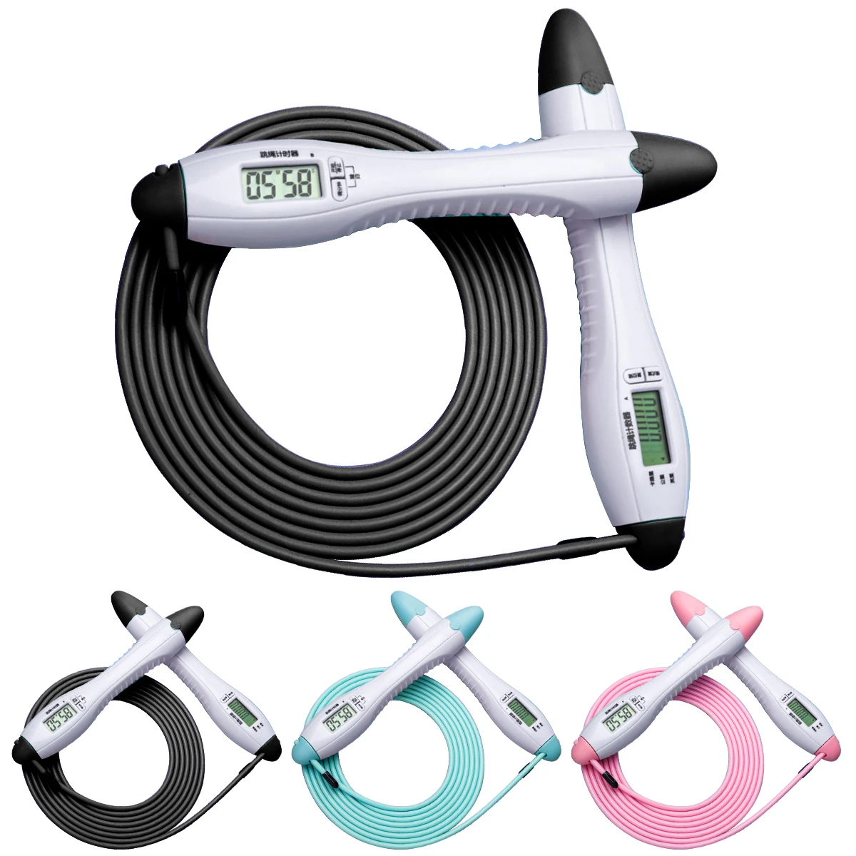 

Скакалка с цифровым счетчиком для фитнеса в помещении и на улице, тренировочная боксерская Регулируемая Скакалка с калориями для мужчин и ж...