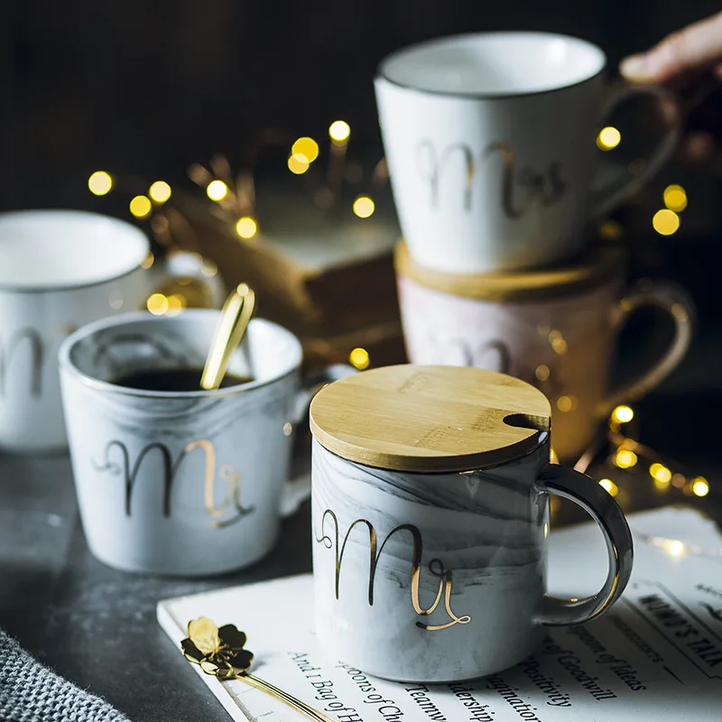 Керамическая мраморная кофейная кружка Cearive 350 мл чашки для молочного чая и