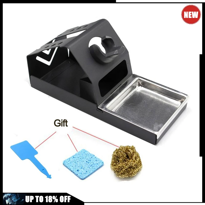 

T12 Soldering Iron Station Stand Stable Welding Solder Iron Tips Holder with Insulation Pad Brass Wire Ball Tip Cleaner Sponge