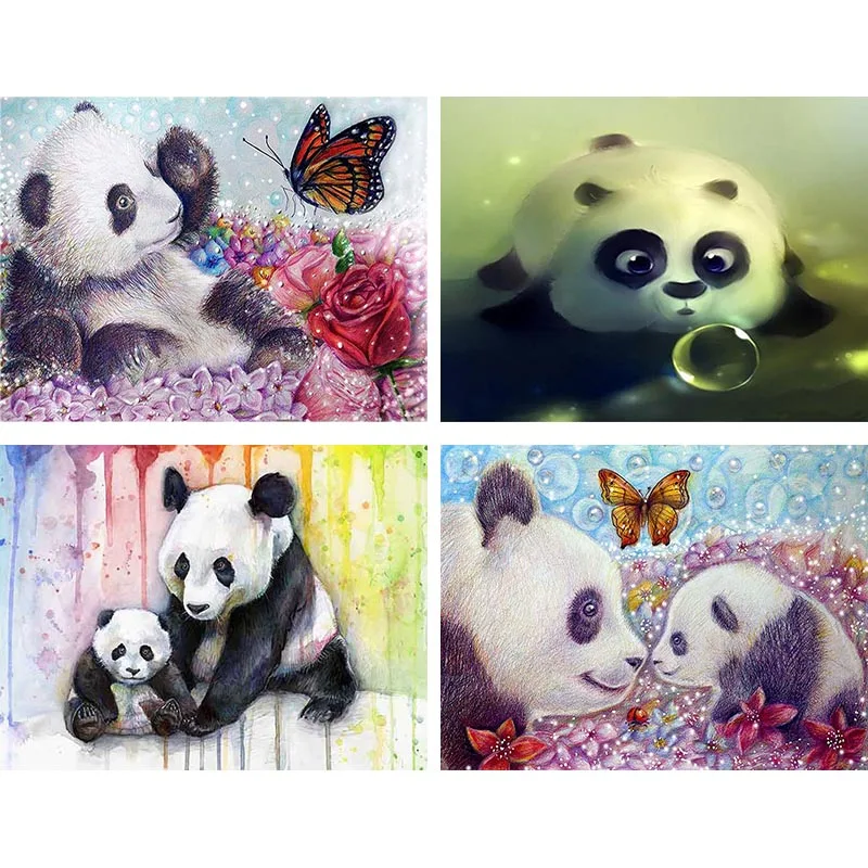 

5D DIY Diamond Painting Cartoon Panda Full Square Round Rhinestone Animal Embroidery Diamond Mosaic Picture Home Decoration P4