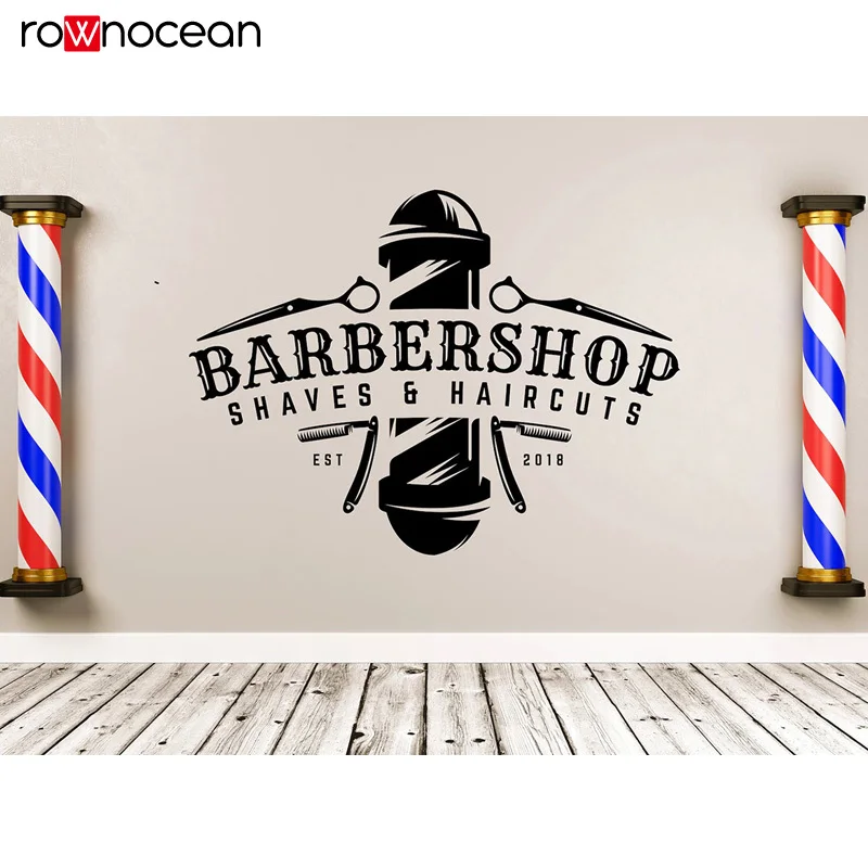 Barber Wall Stickers Barber Tools Barber Scissors Comb Barber Shop Hair Salon Salon Window Door Decorative Vinyl Decals BA26