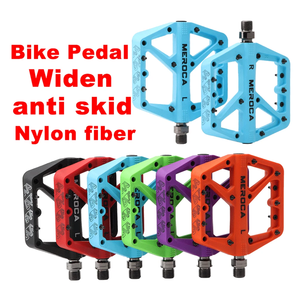 

Mountain Road Bike Nylon Pedals With Bearings Flat Pedals Non-slip Lightweight Nylon Platform 14mm For MTB Road Bike Bicycle