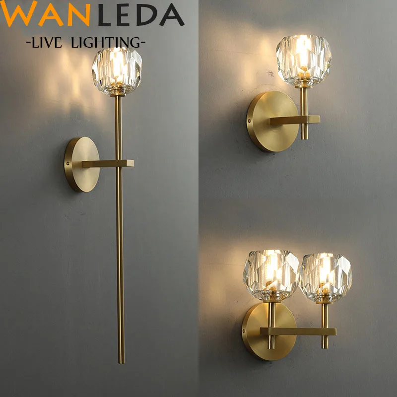 Настенный светильник с медным светодиодным кристаллом настенный для спальни